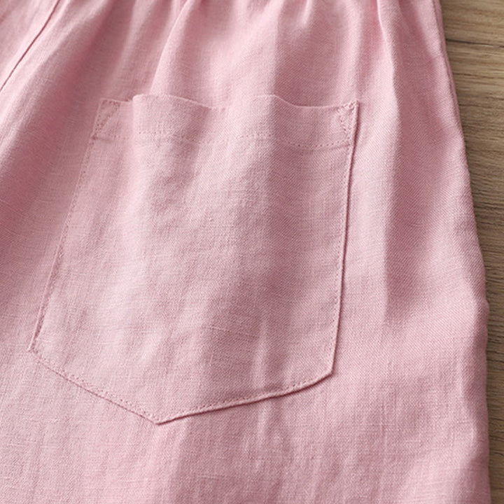 Buddha Stonesカジュアル レトロ 無地 レディース コットン ワイドレッグパンツ ポケット ジッパー付き - image 27