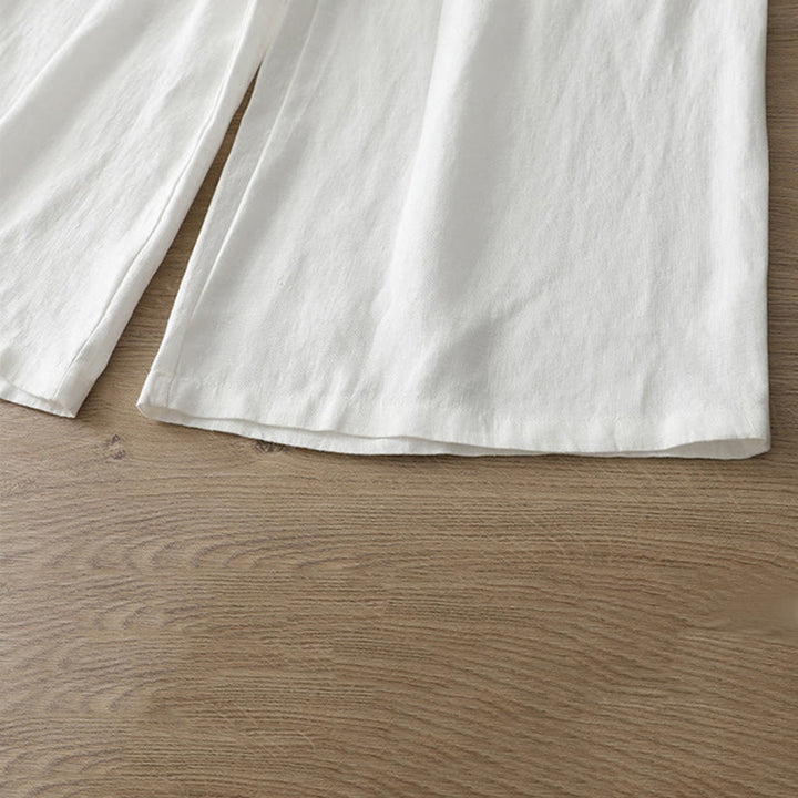 Buddha Stonesカジュアル レトロ 無地 レディース コットン ワイドレッグパンツ ポケット ジッパー付き - image 14