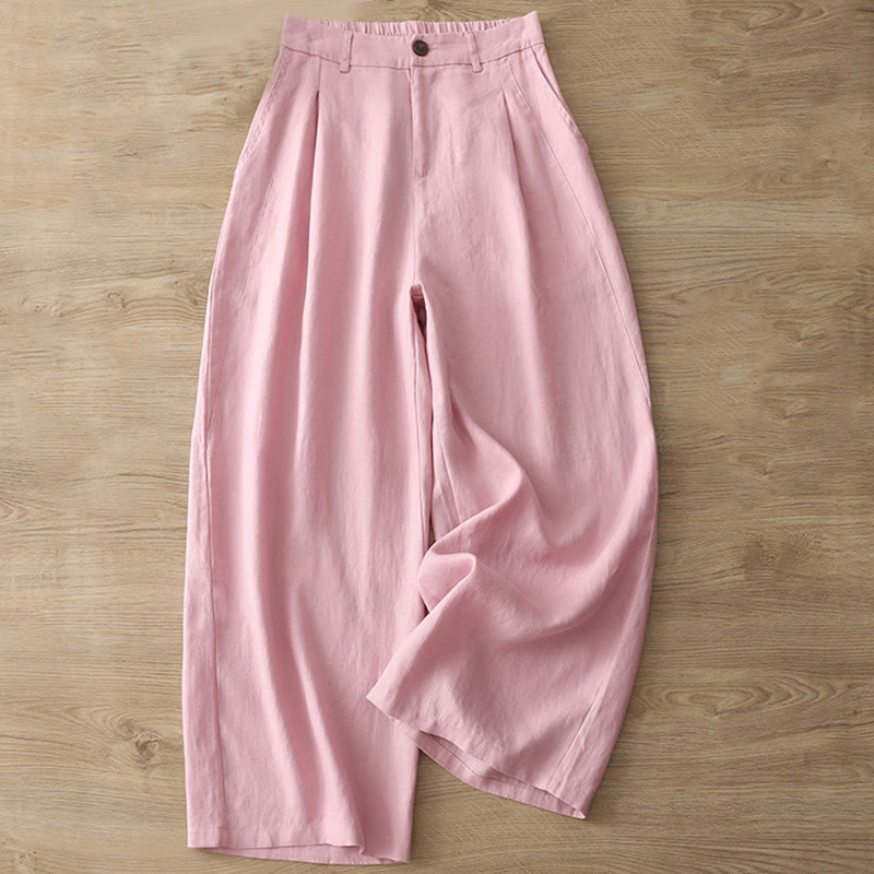 Buddha Stonesカジュアル レトロ 無地 レディース コットン ワイドレッグパンツ ポケット ジッパー付き - image 25