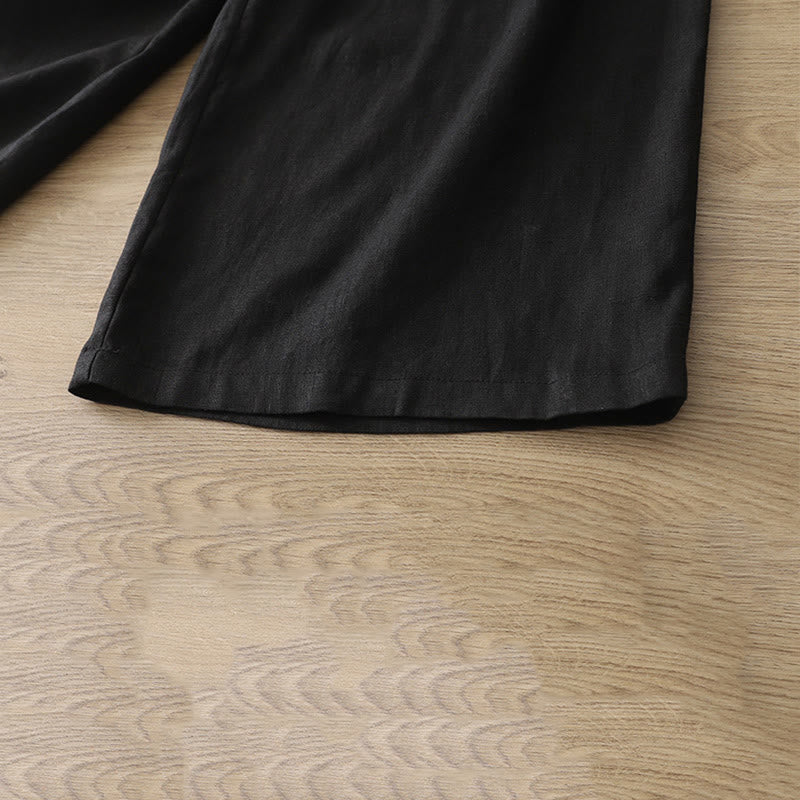 Buddha Stonesカジュアル レトロ 無地 レディース コットン ワイドレッグパンツ ポケット ジッパー付き - image 18