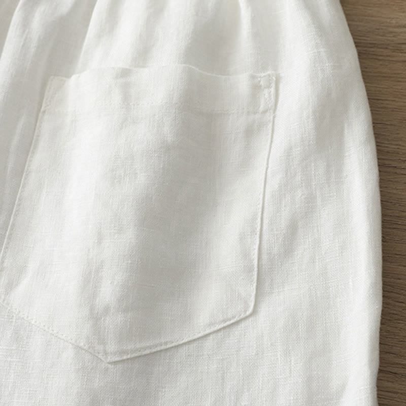 Buddha Stonesカジュアル レトロ 無地 レディース コットン ワイドレッグパンツ ポケット ジッパー付き - image 10