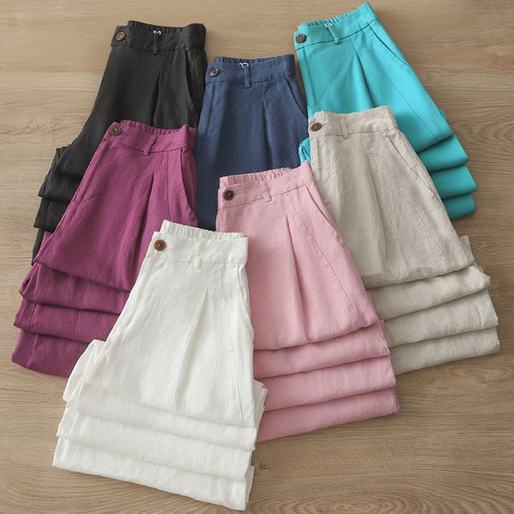 Buddha Stonesカジュアル レトロ 無地 レディース コットン ワイドレッグパンツ ポケット ジッパー付き - image 38