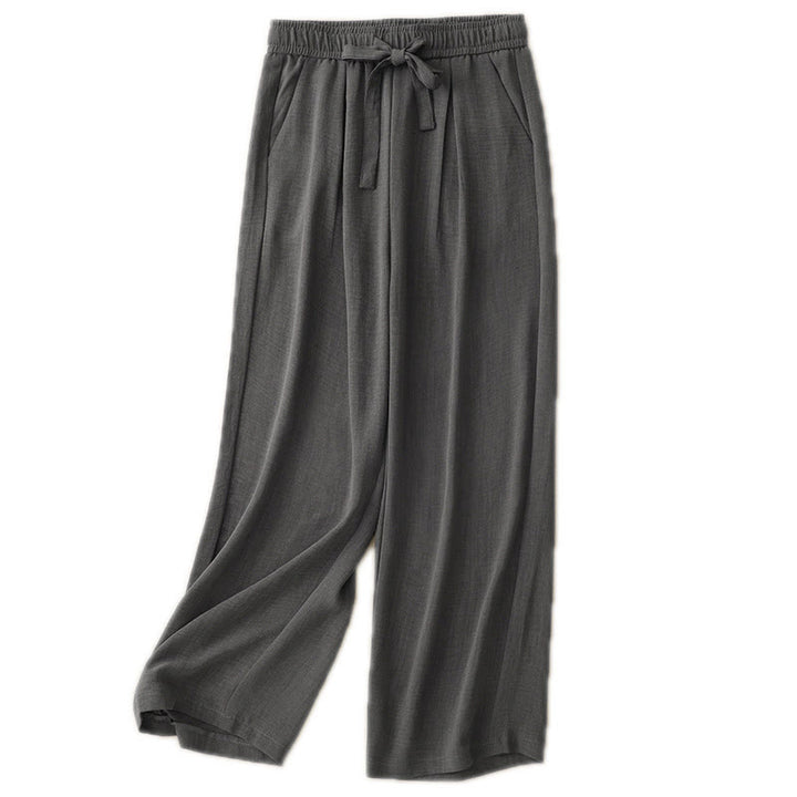 Buddha Stonesカジュアル サマー レースアップ テクスチャデザイン レディース コットン ワイドレッグパンツ ポケット付き - image 15