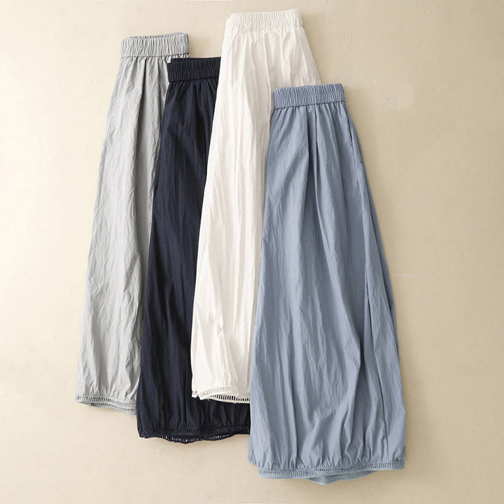 Buddha Stonesカジュアルヘムホローデザイン レディース コットン 7-8丈 ワイドレッグパンツ ポケット付き - image 20