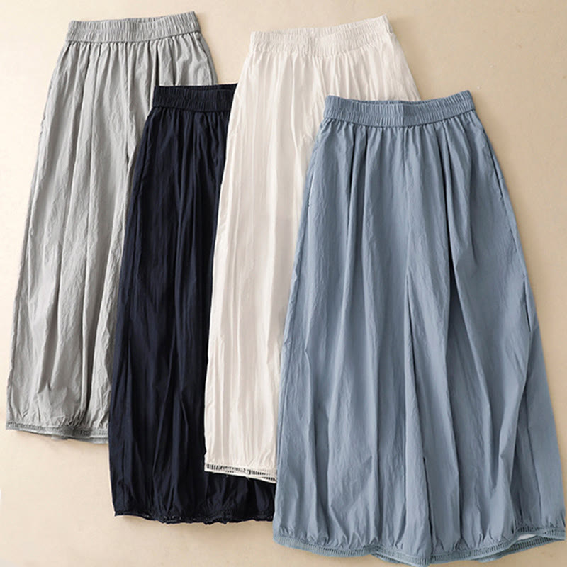 Buddha Stonesカジュアルヘムホローデザイン レディース コットン 7-8丈 ワイドレッグパンツ ポケット付き - image 19