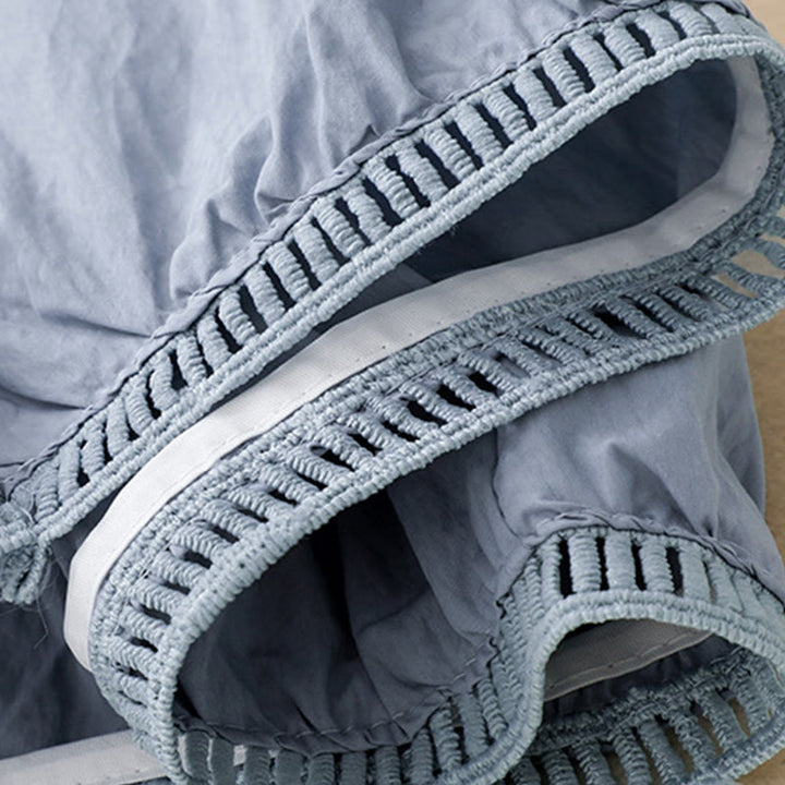 Buddha Stonesカジュアルヘムホローデザイン レディース コットン 7-8丈 ワイドレッグパンツ ポケット付き - image 3