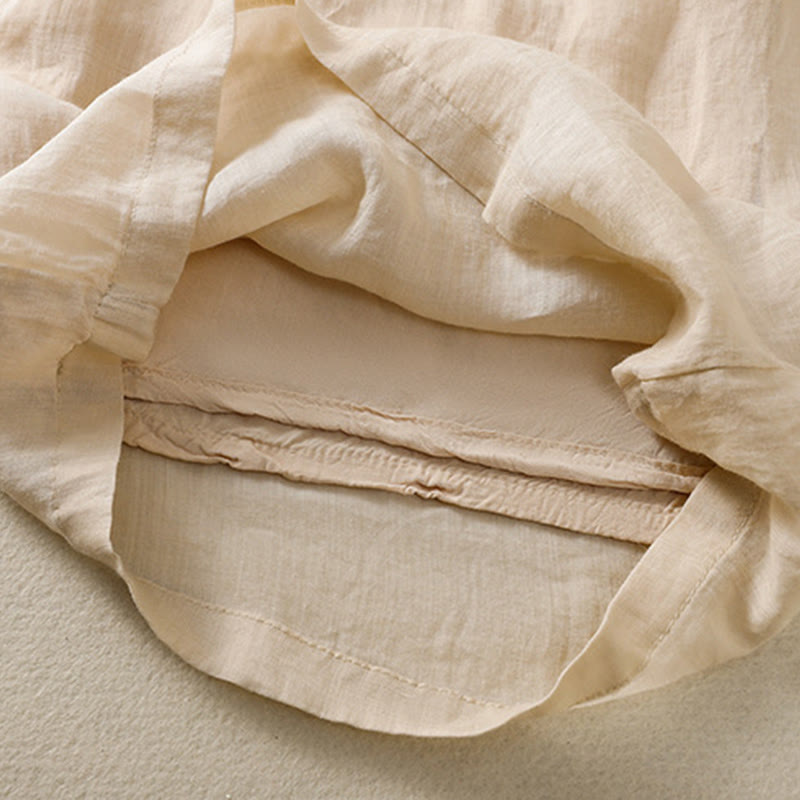 Buddha Stones通勤用刺繍ドローストリングレディースコットンワイドレッグパンツ（ポケット付き） - image 15