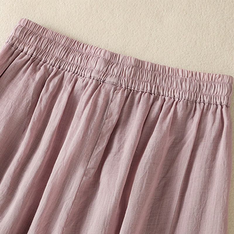 Buddha Stones通勤用刺繍ドローストリングレディースコットンワイドレッグパンツ（ポケット付き） - image 38