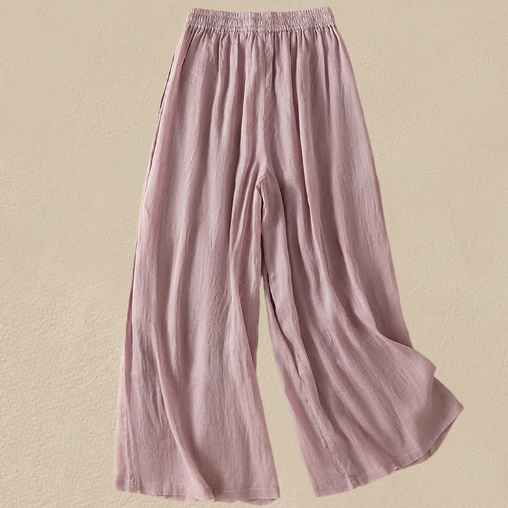 Buddha Stones通勤用刺繍ドローストリングレディースコットンワイドレッグパンツ（ポケット付き） - image 33