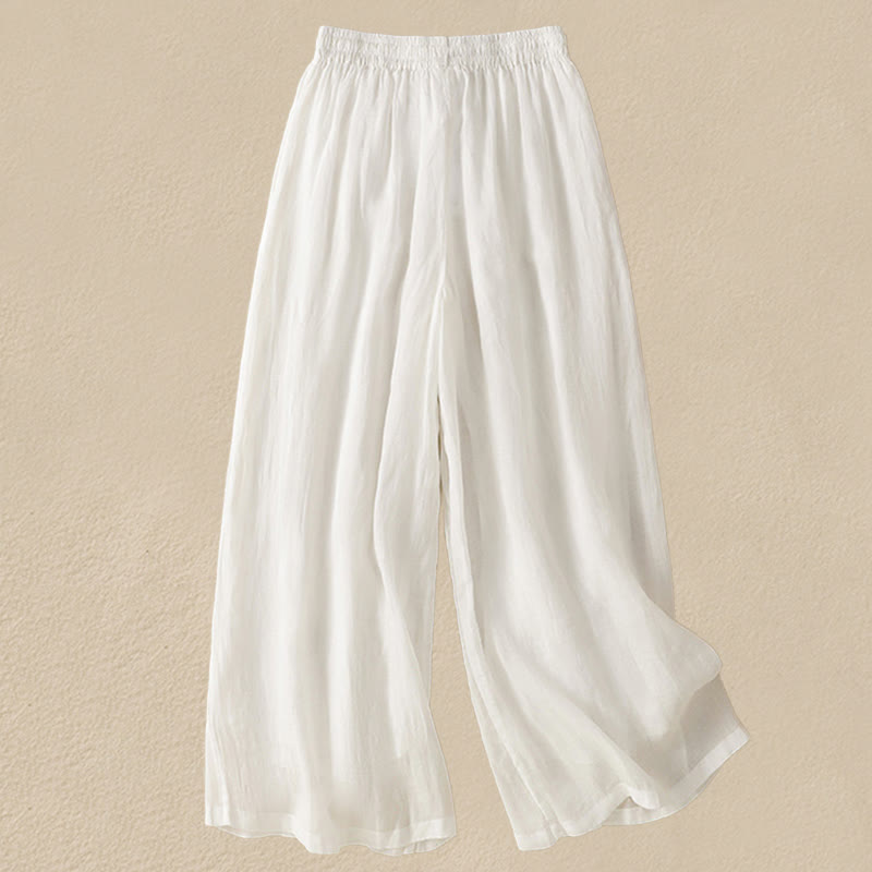 Buddha Stones通勤用刺繍ドローストリングレディースコットンワイドレッグパンツ（ポケット付き） - image 26