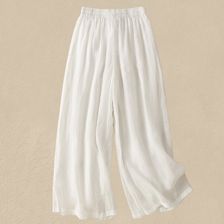 Buddha Stones通勤用刺繍ドローストリングレディースコットンワイドレッグパンツ（ポケット付き） - image 26