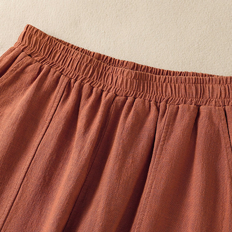 Buddha Stones無地 シンプルデザイン ハイウエスト レディース コットンリネン ハーレムパンツ ポケット付き - image 14