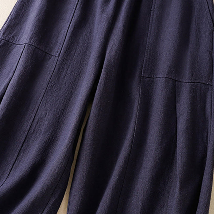 Buddha Stones無地 シンプルデザイン ハイウエスト レディース コットンリネン ハーレムパンツ ポケット付き - image 23