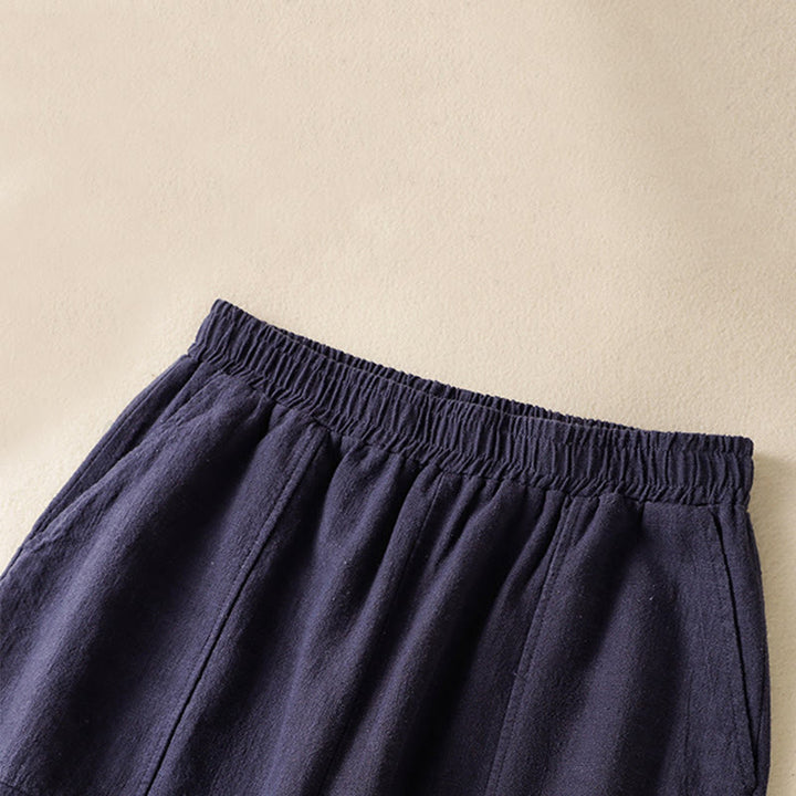 Buddha Stones無地 シンプルデザイン ハイウエスト レディース コットンリネン ハーレムパンツ ポケット付き - image 19