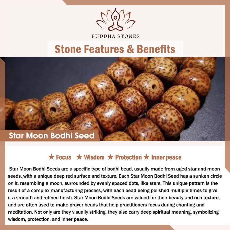 Buddha Stones手磨き 星月菩提樹 象の模様 内なる平和のブレスレット - image 6