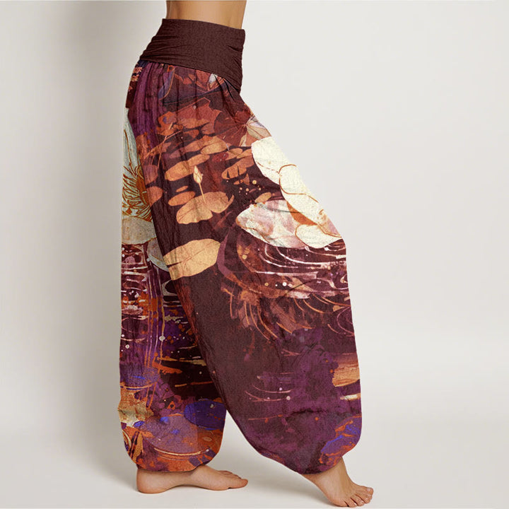 Buddha Stonesカジュアル チャーミング 蓮の花柄 レディース 伸縮性ウエスト ハーレムパンツ - image 6