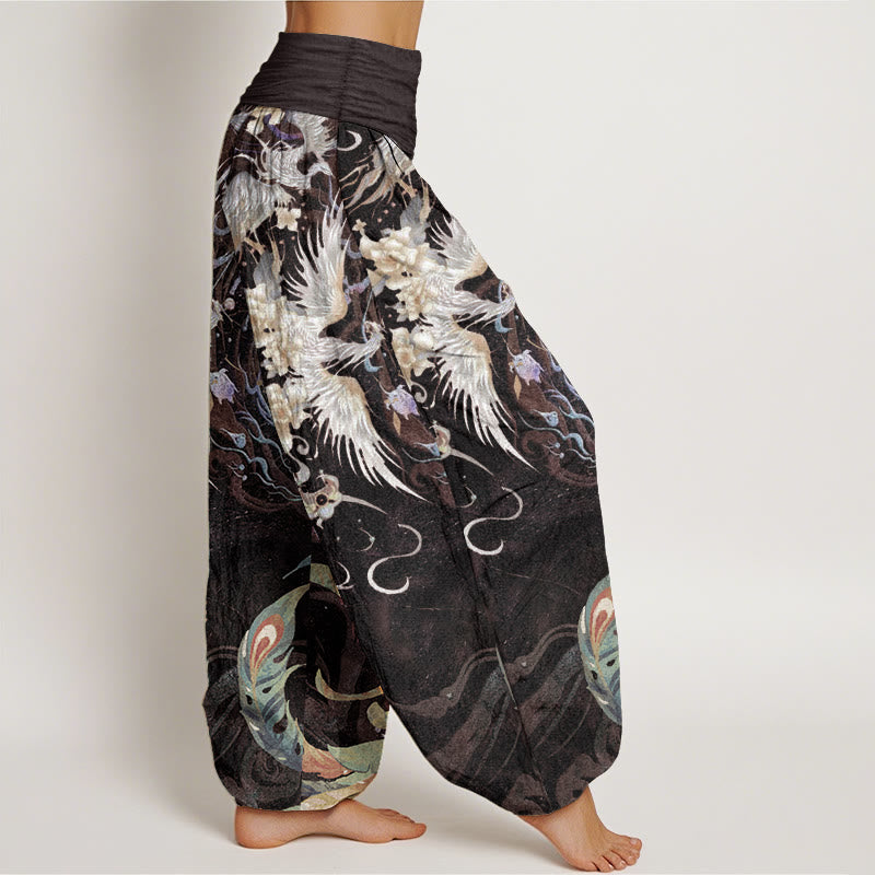 Buddha Stonesピュアコットン フェニックスフラワー柄 レディース 伸縮性ウエスト ハーレムパンツ - image 10