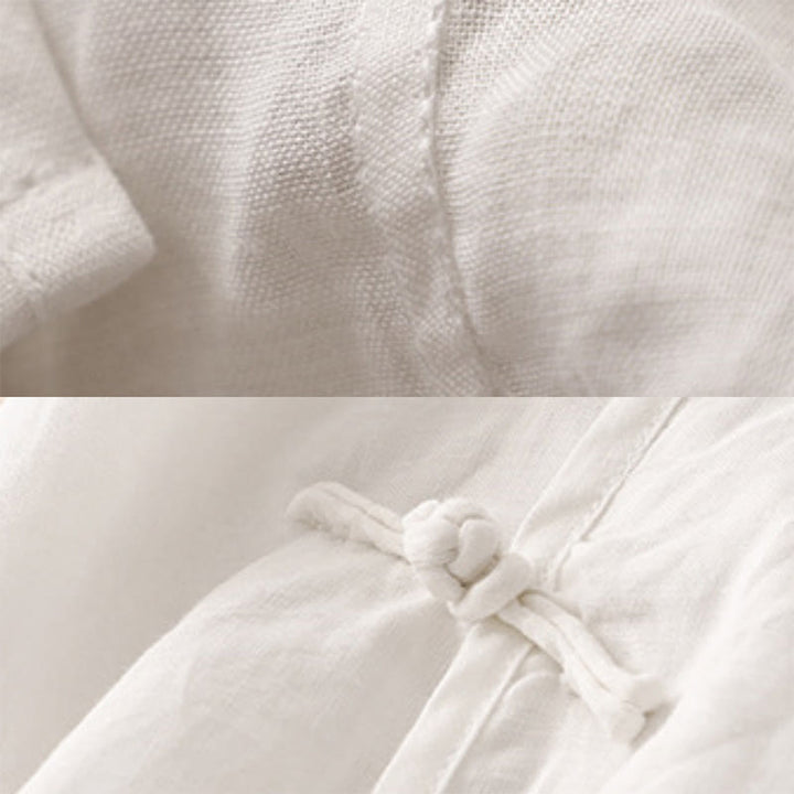 Buddha Stonesサマー Vネック フロッグボタン 半袖 コットンリネン レディース ミディドレス - image 16