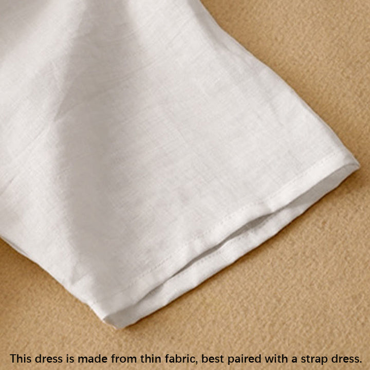 Buddha Stonesサマー Vネック フロッグボタン 半袖 コットンリネン レディース ミディドレス - image 14