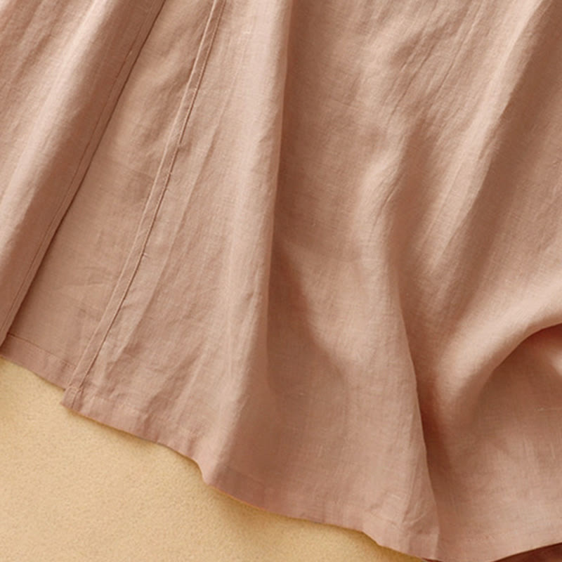 Buddha Stonesサマー Vネック フロッグボタン 半袖 コットンリネン レディース ミディドレス - image 5