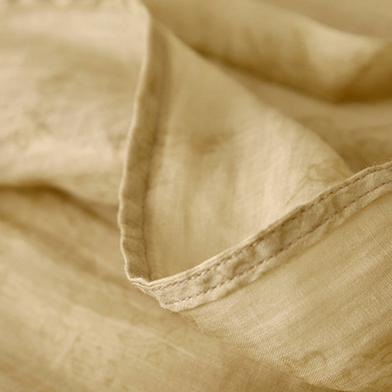 Buddha Stones夏 Vネック レースアップ 半袖 コットンリネン レディース ミディドレス ポケット付き - image 8