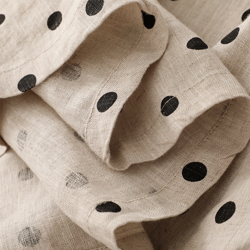 Buddha Stonesサマー ドット柄 Vネック レースアップ コットンリネン レディース ミディドレス ポケット付き - image 18