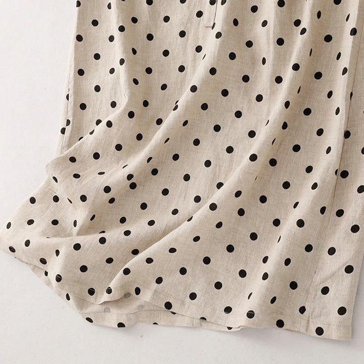 Buddha Stonesサマー ドット柄 Vネック レースアップ コットンリネン レディース ミディドレス ポケット付き - image 16