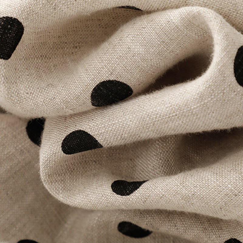 Buddha Stonesサマー ドット柄 Vネック レースアップ コットンリネン レディース ミディドレス ポケット付き - image 19