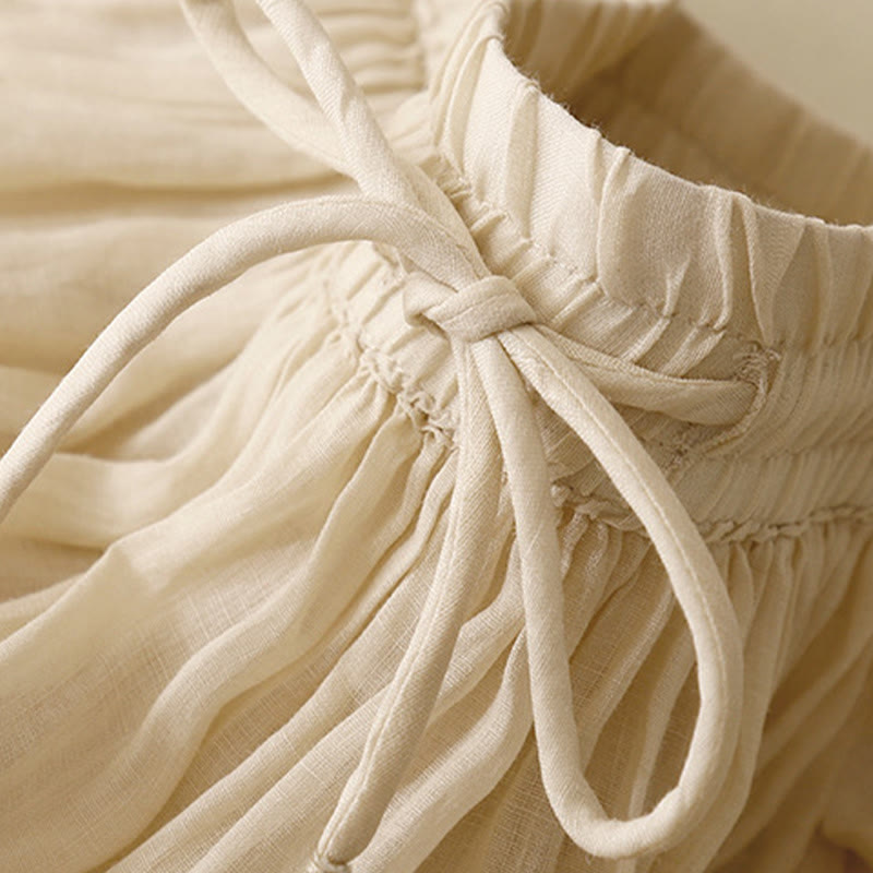 Buddha Stones夏 無地 伸縮性ウエスト ドローストリング レディース スカート - image 23