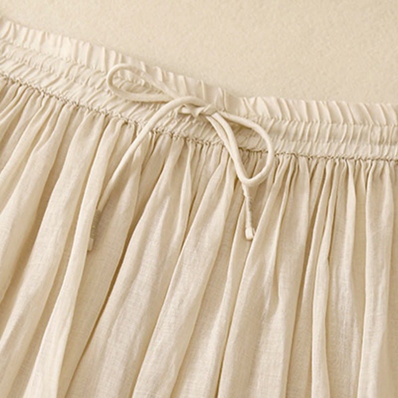 Buddha Stones夏 無地 伸縮性ウエスト ドローストリング レディース スカート - image 22