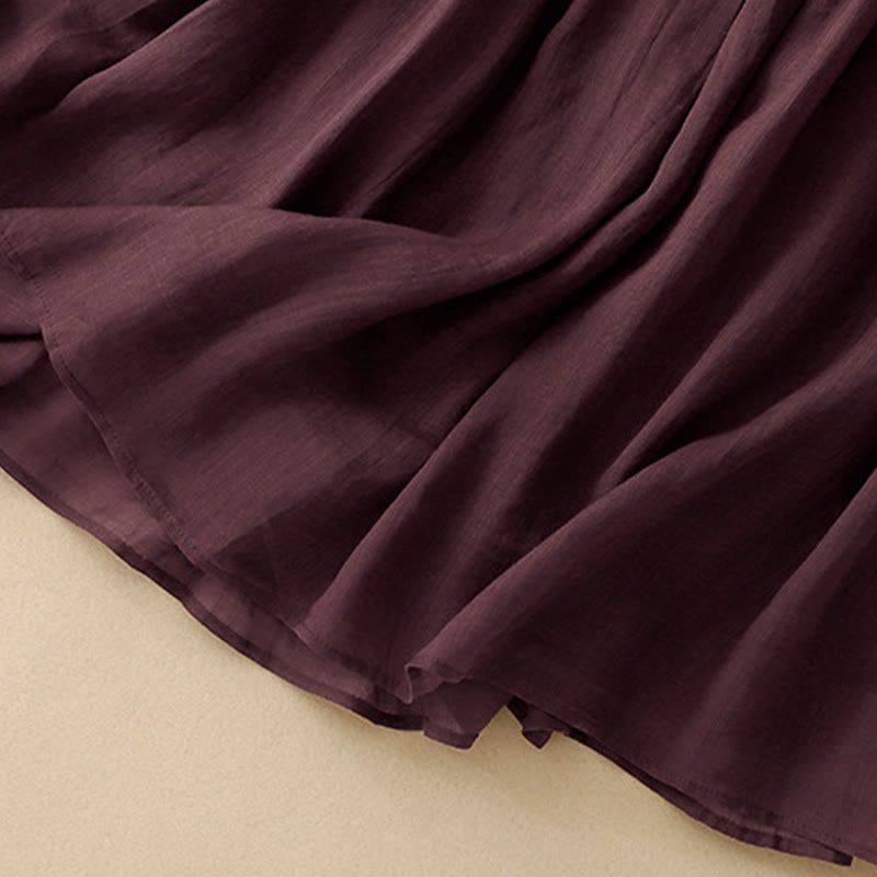 Buddha Stones夏 無地 伸縮性ウエスト ドローストリング レディース スカート - image 18