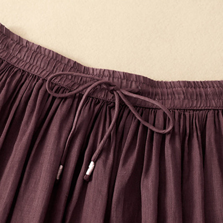 Buddha Stones夏 無地 伸縮性ウエスト ドローストリング レディース スカート - image 17