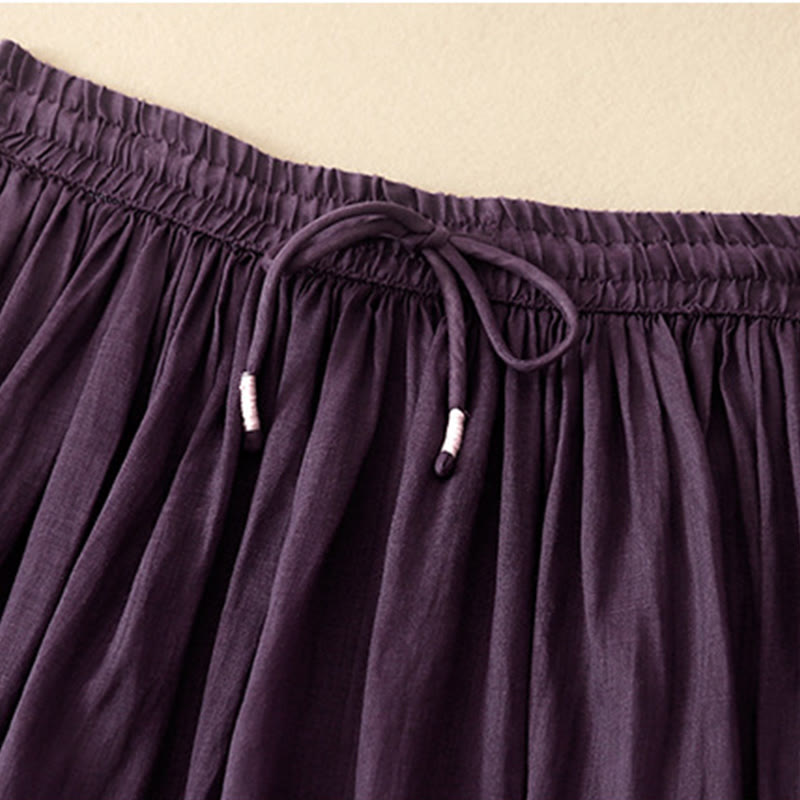 Buddha Stones夏 無地 伸縮性ウエスト ドローストリング レディース スカート - image 10