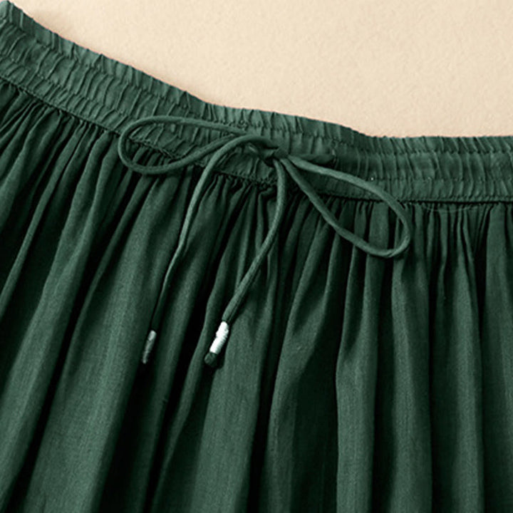 Buddha Stones夏 無地 伸縮性ウエスト ドローストリング レディース スカート - image 6
