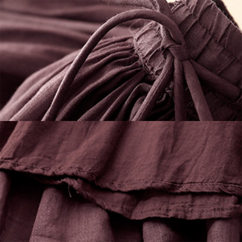 Buddha Stones夏 無地 伸縮性ウエスト ドローストリング レディース スカート - image 19