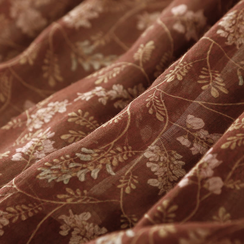 Buddha Stones花柄 Aライン ゴムウエスト コットンリネン レディース スカート ポケット付き - image 8