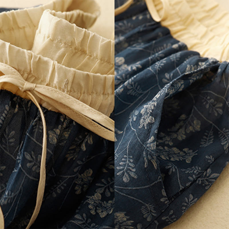 Buddha Stones花柄 Aライン ゴムウエスト コットンリネン レディース スカート ポケット付き - image 13