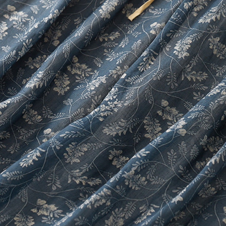 Buddha Stones花柄 Aライン ゴムウエスト コットンリネン レディース スカート ポケット付き - image 14