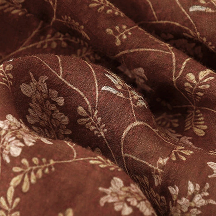 Buddha Stones花柄 Aライン ゴムウエスト コットンリネン レディース スカート ポケット付き - image 7