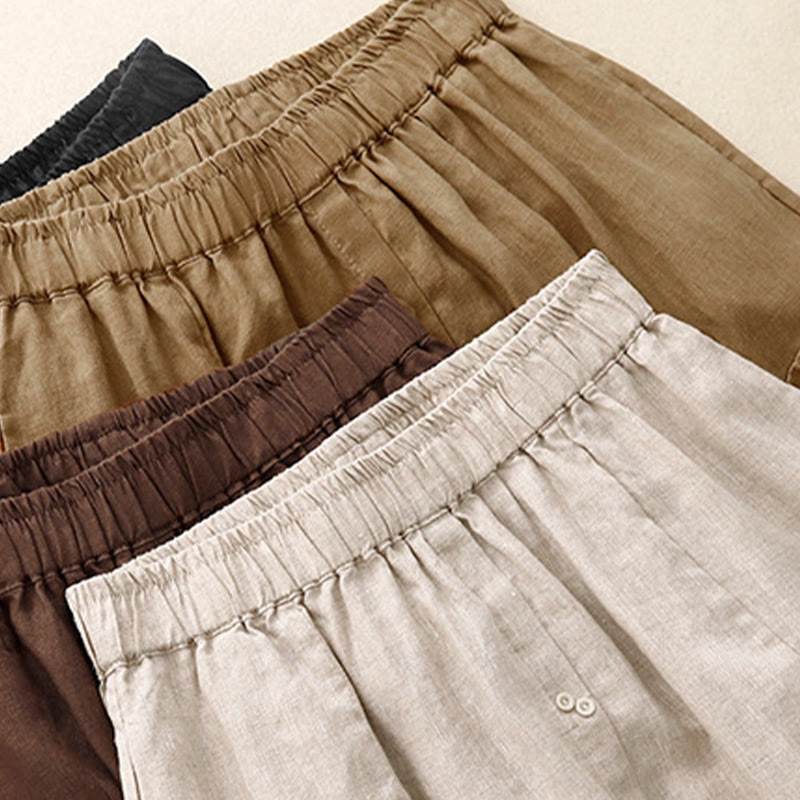 Buddha StonesAライン ボタン スリットデザイン 伸縮性ウエスト コットン レディース スカート ポケット付き - image 18