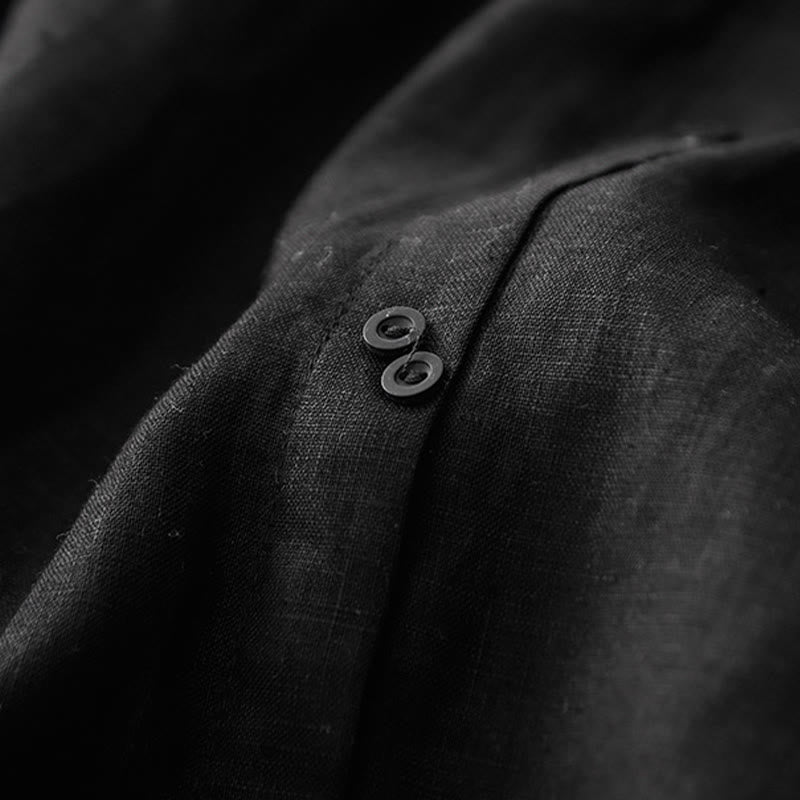 Buddha StonesAライン ボタン スリットデザイン 伸縮性ウエスト コットン レディース スカート ポケット付き - image 8