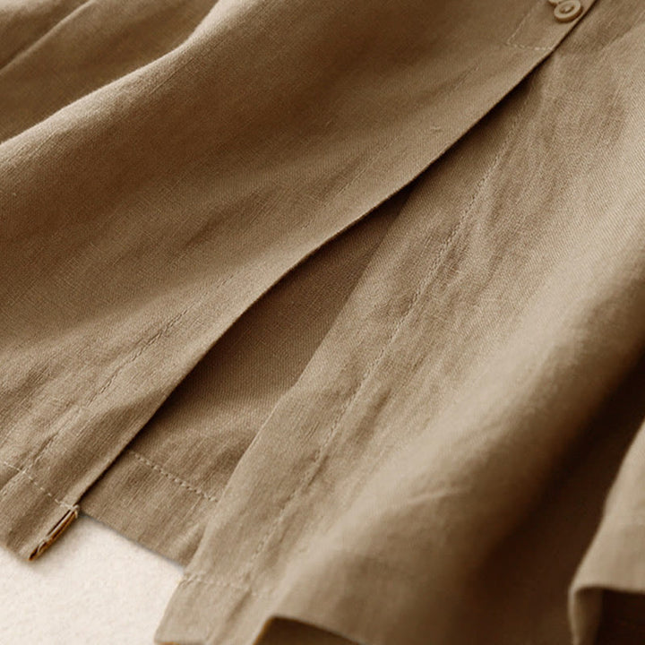 Buddha StonesAライン ボタン スリットデザイン 伸縮性ウエスト コットン レディース スカート ポケット付き - image 23