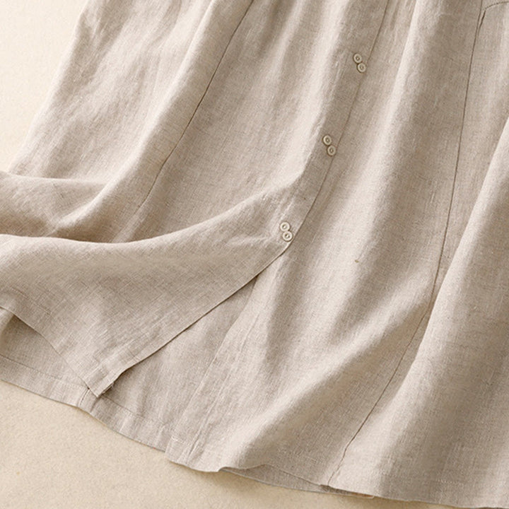 Buddha StonesAライン ボタン スリットデザイン 伸縮性ウエスト コットン レディース スカート ポケット付き - image 13