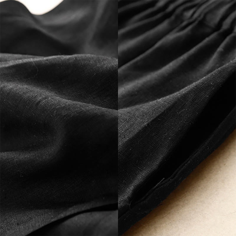 Buddha StonesAライン ボタン スリットデザイン 伸縮性ウエスト コットン レディース スカート ポケット付き - image 10