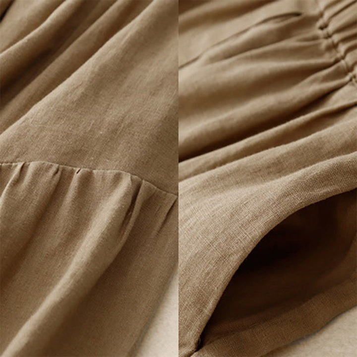 Buddha StonesAライン ボタン スリットデザイン 伸縮性ウエスト コットン レディース スカート ポケット付き - image 22