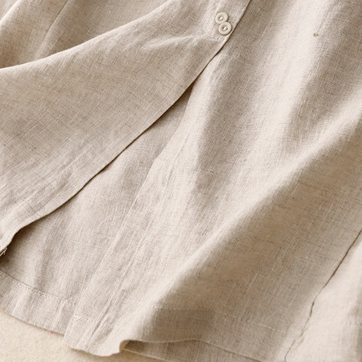 Buddha StonesAライン ボタン スリットデザイン 伸縮性ウエスト コットン レディース スカート ポケット付き - image 15