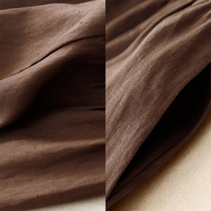 Buddha StonesAライン ボタン スリットデザイン 伸縮性ウエスト コットン レディース スカート ポケット付き - image 4