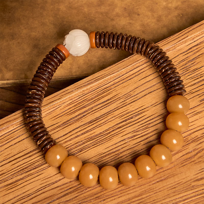 Buddha Stonesチベット菩提樹シードビーズ ココナッツシェル ウィズダムブレスレット
