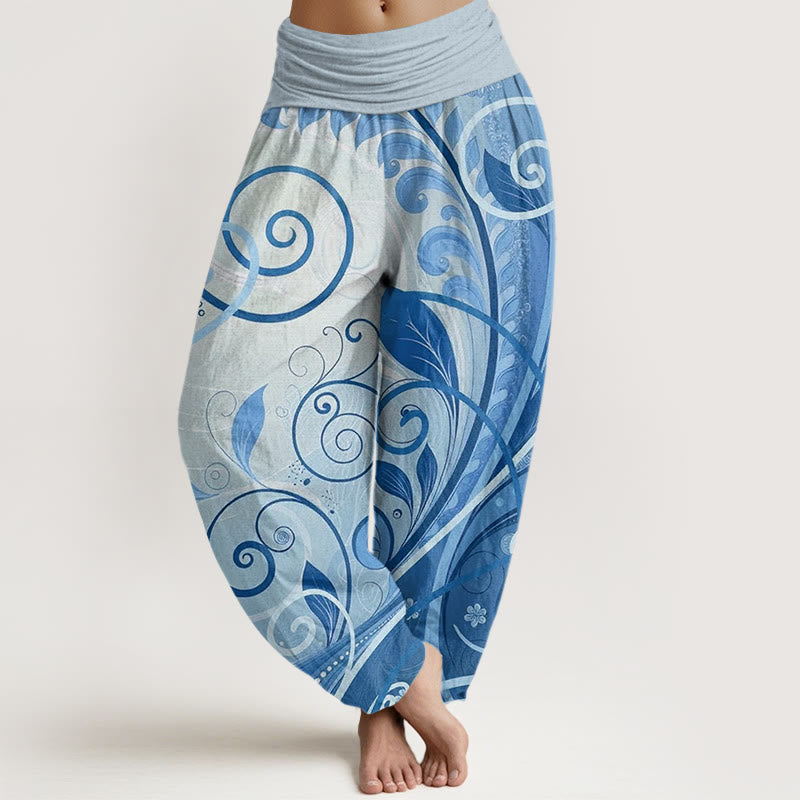 Buddha Stonesコットン カジュアル バイニング 花柄 レディース ハーレムパンツ - スカイブルー - US22、 UK/AU26、 EU54 (6XL) - image 4