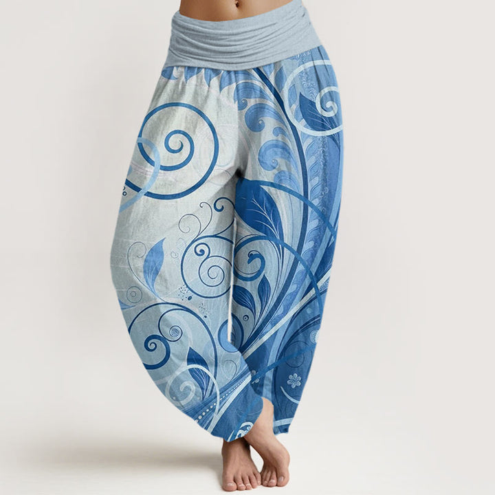 Buddha Stonesコットン カジュアル バイニング 花柄 レディース ハーレムパンツ - スカイブルー - US22、 UK/AU26、 EU54 (6XL) - image 4